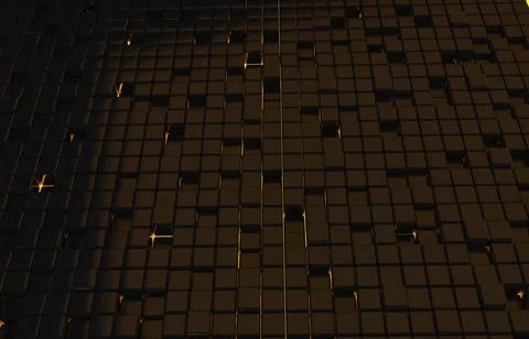 Abstract geometric shape of black cubes 3d render. Futuristic fashioned gloss Stock Illustration