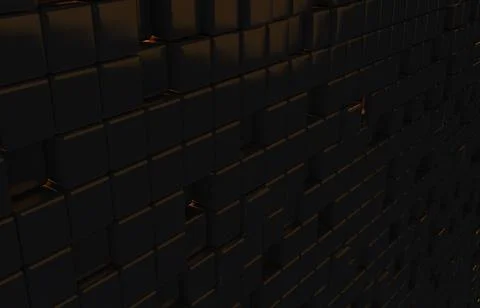 Abstract geometric shape of black cubes 3d render. Futuristic fashioned gloss Ilustración de archivo