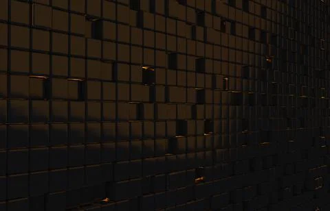 Abstract geometric shape of black cubes 3d render. Futuristic fashioned gloss Ilustración de archivo