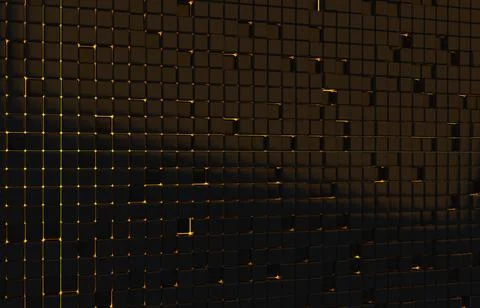 Abstract geometric shape of black cubes 3d render. Futuristic fashioned gloss Ilustración de archivo