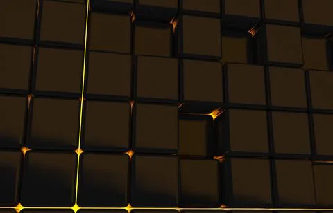 Abstract geometric shape of black cubes 3d render. Futuristic fashioned gloss Stock Illustration