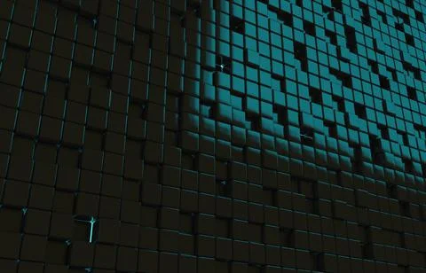 Abstract geometric shape of black cubes 3d render. Futuristic fashioned gloss Stock Illustration