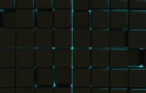 Abstract geometric shape of black cubes 3d render. Futuristic fashioned gloss Stock Illustration