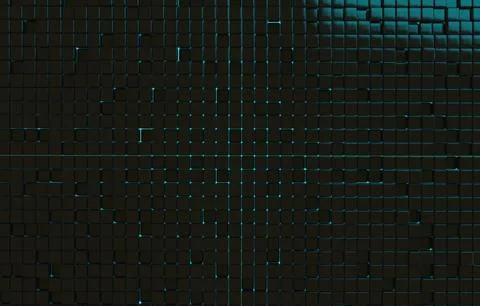 Abstract geometric shape of black cubes 3d render. Futuristic fashioned gloss Ilustración de archivo