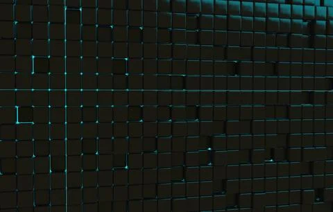 Abstract geometric shape of black cubes 3d render. Futuristic fashioned gloss Stock Illustration