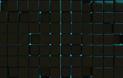 Abstract geometric shape of black cubes 3d render. Futuristic fashioned gloss Stock Illustration