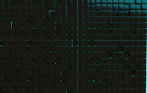 Abstract geometric shape of black cubes 3d render. Futuristic fashioned gloss Stock Illustration