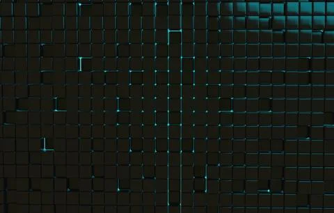 Abstract geometric shape of black cubes 3d render. Futuristic fashioned gloss Stock Illustration