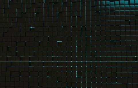 Abstract geometric shape of black cubes 3d render. Futuristic fashioned gloss Stock Illustration