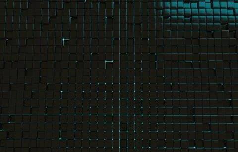 Abstract geometric shape of black cubes 3d render. Futuristic fashioned gloss Stock Illustration