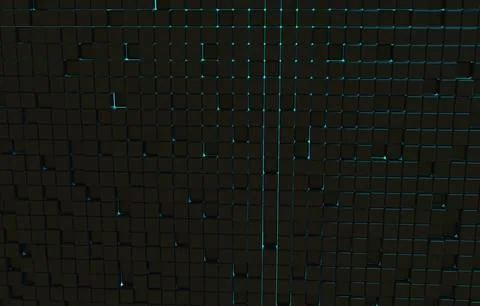 Abstract geometric shape of black cubes 3d render. Futuristic fashioned gloss Stock Illustration