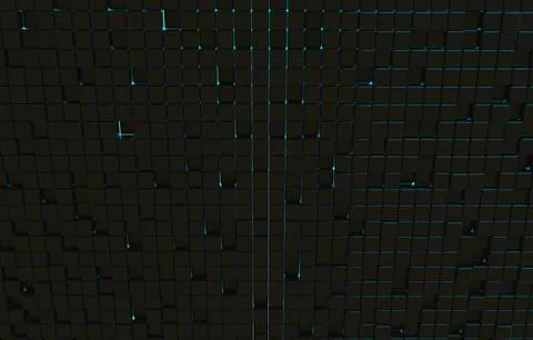 Abstract geometric shape of black cubes 3d render. Futuristic fashioned gloss Stock Illustration