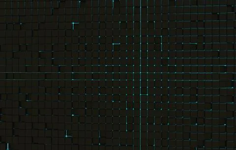 Abstract geometric shape of black cubes 3d render. Futuristic fashioned gloss Stock Illustration