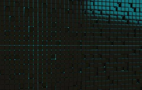 Abstract geometric shape of black cubes 3d render. Futuristic fashioned gloss Stock Illustration