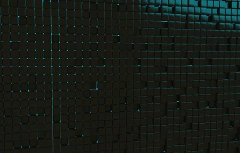 Abstract geometric shape of black cubes 3d render. Futuristic fashioned gloss Stock Illustration