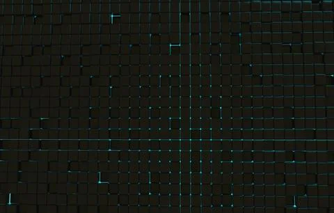 Abstract geometric shape of black cubes 3d render. Futuristic fashioned gloss Ilustración de archivo