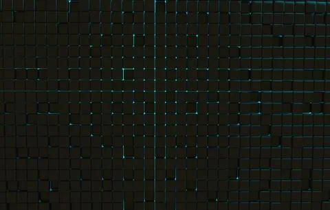 Abstract geometric shape of black cubes 3d render. Futuristic fashioned gloss Stock Illustration