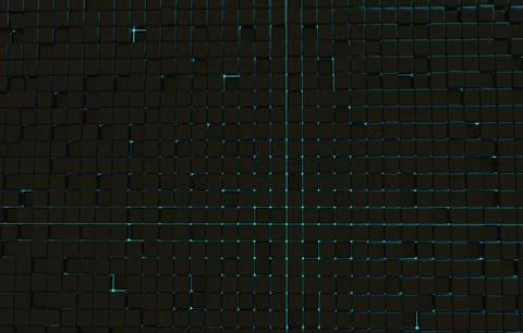 Abstract geometric shape of black cubes 3d render. Futuristic fashioned gloss Stock Illustration