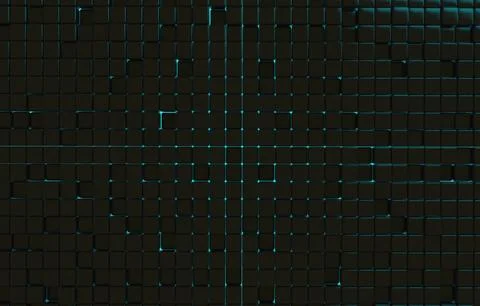 Abstract geometric shape of black cubes 3d render. Futuristic fashioned gloss Stock Illustration