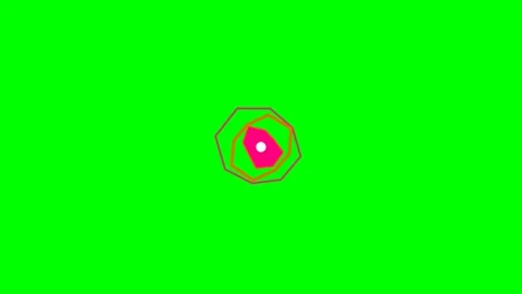 Abstract geometric shape with a bright pink center on a vivid green backgroun Stock Footage 340902593