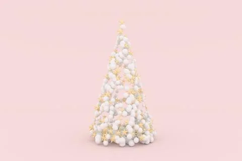 Abstract geometric shape on christmas tree 3D rendering Stock Illustration