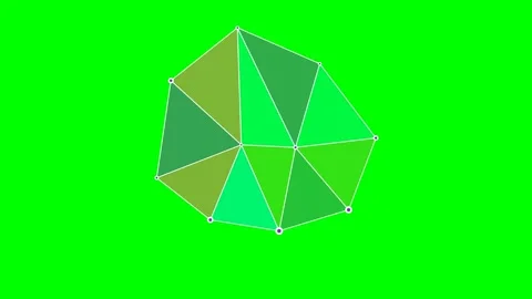 Abstract geometric shape composed of various green triangle segments Stock Footage 341824631