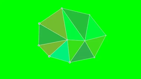 Abstract geometric shape composed of various green triangle segments Stock Footage 341838952