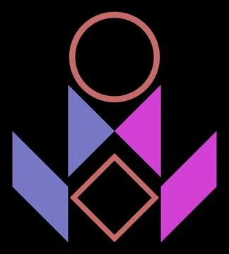 Abstract Geometric Shape Composition with Circle and Diamond Design Stock Illustration