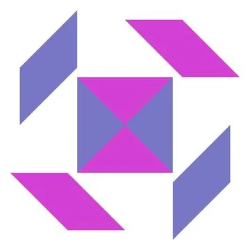 Abstract Geometric Shape Composition with Purple and Magenta Elements Stock Illustration