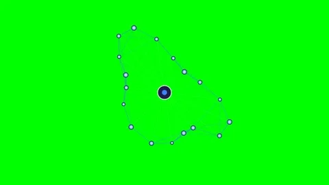 Abstract geometric shape with connected nodes on a bright green background Stock Footage 340268125