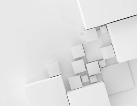 Abstract geometric shape cubes gray background 3d illustration Stock Illustration