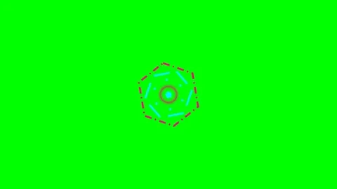 Abstract geometric shape with cyan lines and red dots on green background Stock Footage 340266595
