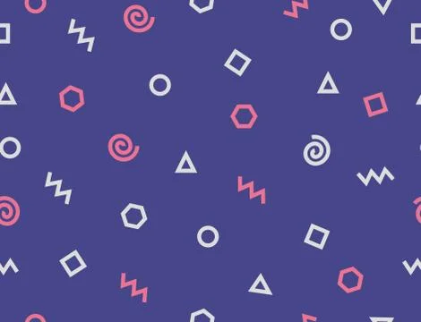 Abstract geometric shape doodle pattern on blue background - Vector illustration Stock Illustration