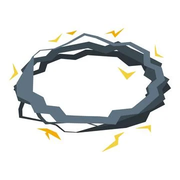 Abstract geometric shape exploding with yellow lightning bolts Stock Illustration