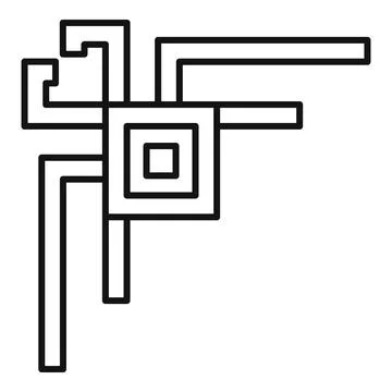 Abstract geometric shape forming corner element with squares and lines 库存插图