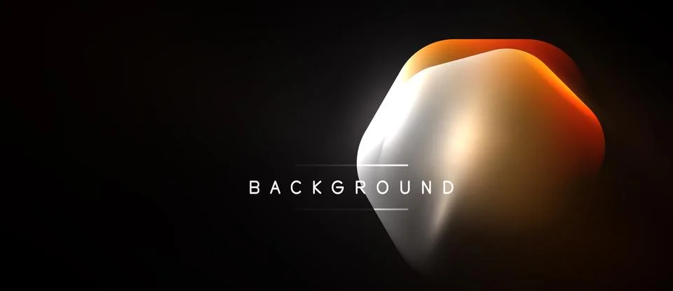 Abstract geometric shape, glossy texture, dark background. Gradient colors Illustrazione stock