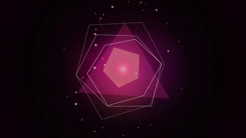 Abstract Geometric Shape Glowing Pink Hexagon Digital Art Animation Stock Footage 346661679