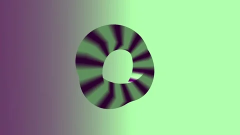 An abstract geometric shape with a gradient design, showcasing green and pu.. Stock Footage 305453492