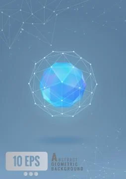 Abstract geometric shape with graphic line on blue background Illustrazione stock