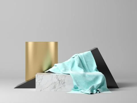 Abstract geometric shape on grey 3d rendering Stock Illustration