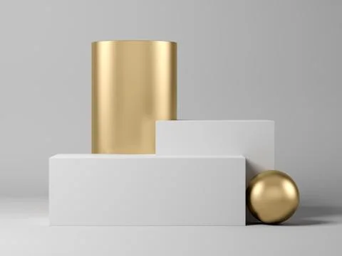 Abstract geometric shape on grey 3d rendering Stock Illustration