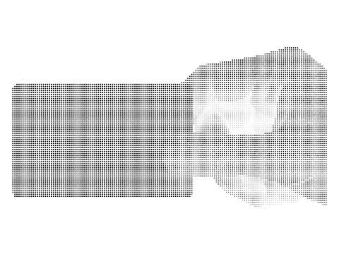 Abstract geometric shape with grid of black halftone dots transitioning fro.. イラスト素材