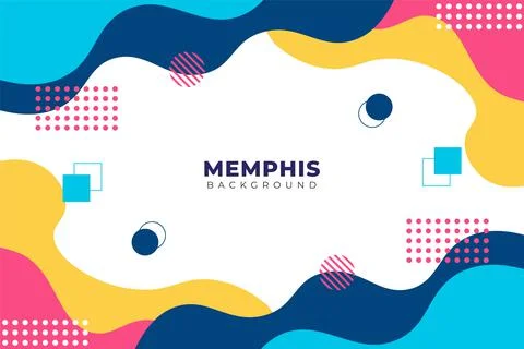 Abstract Geometric Shape Memphis Style Colorful Background Stock Illustration