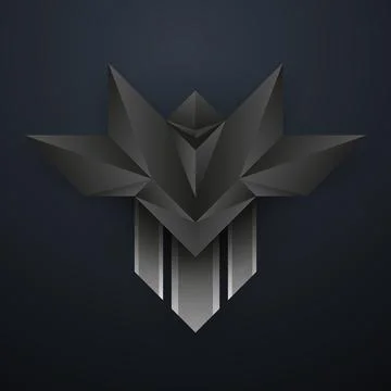 Abstract geometric shape metallic black technology badge for gamer Stock Illustration