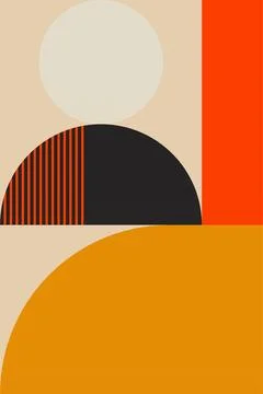 Abstract Geometric Shape Mid Century Illustration Stock Illustration