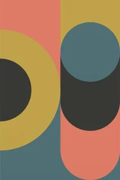 Abstract Geometric Shape Mid Century Illustration Stock Illustration