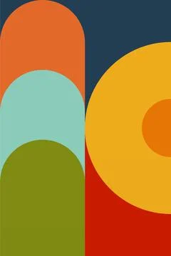 Abstract Geometric Shape Mid Century Illustration Stock Illustration