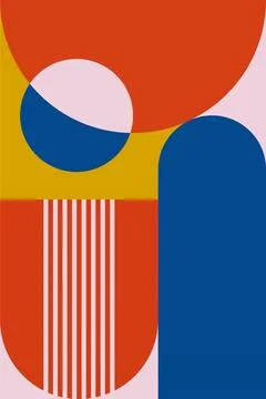 Abstract Geometric Shape Mid Century Illustration Stock Illustration