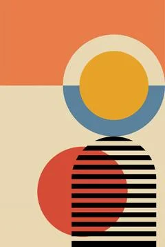Abstract Geometric Shape Mid Century Illustration Ilustración de archivo