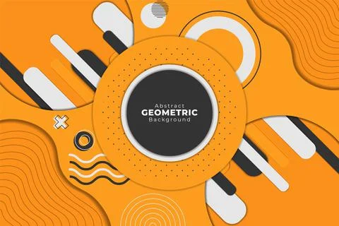 Abstract Geometric Shape Orange Grey and White Background with Wavy Lines Stock Illustration